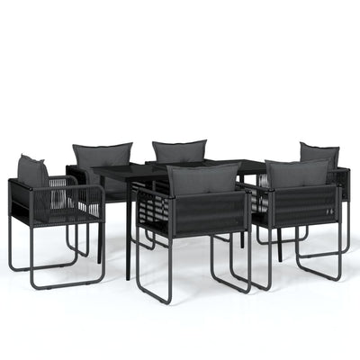 vidaXL 7 Piece Garden Dining Set Black