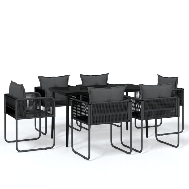 vidaXL 7 Piece Garden Dining Set Black