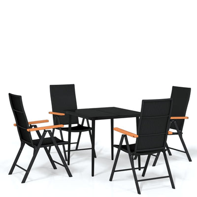 vidaXL 5 Piece Garden Dining Set Black
