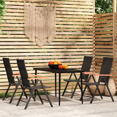 vidaXL 9 Piece Garden Dining Set Black