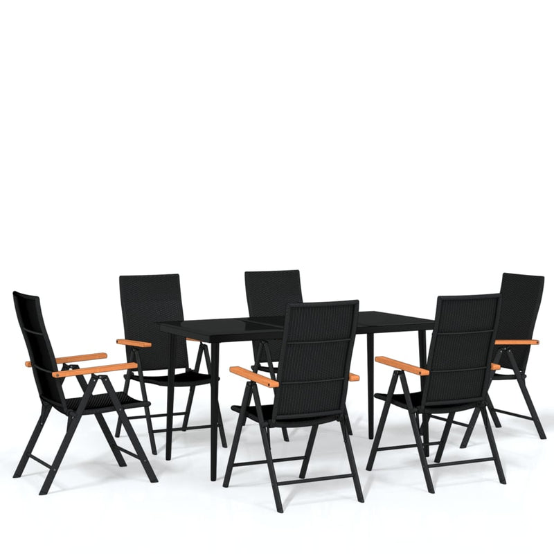 vidaXL 9 Piece Garden Dining Set Black