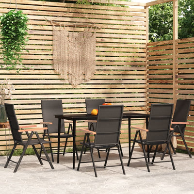 vidaXL 9 Piece Garden Dining Set Black