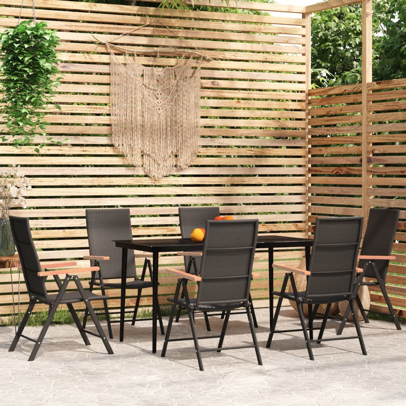 vidaXL 9 Piece Garden Dining Set Black