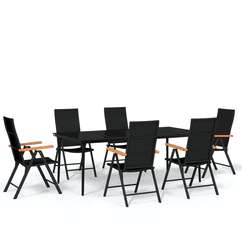 vidaXL 9 Piece Garden Dining Set Black