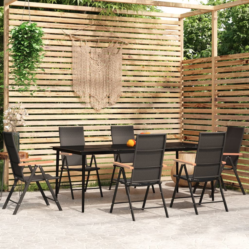 vidaXL 9 Piece Garden Dining Set Black
