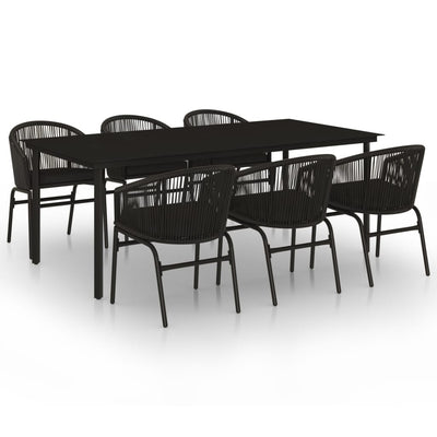 vidaXL 7 Piece Garden Dining Set Black
