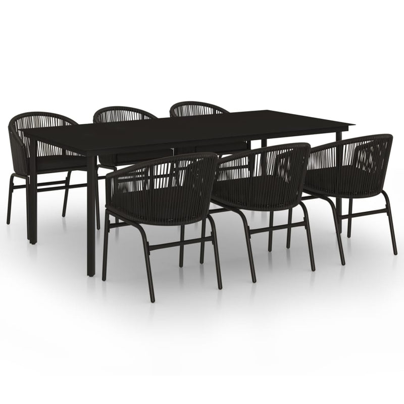 vidaXL 7 Piece Garden Dining Set Black