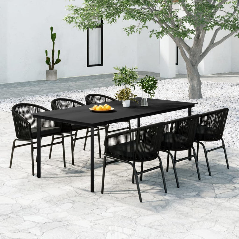 vidaXL 7 Piece Garden Dining Set Black