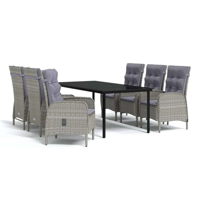 vidaXL 7 Piece Garden Dining Set with Cushions Black