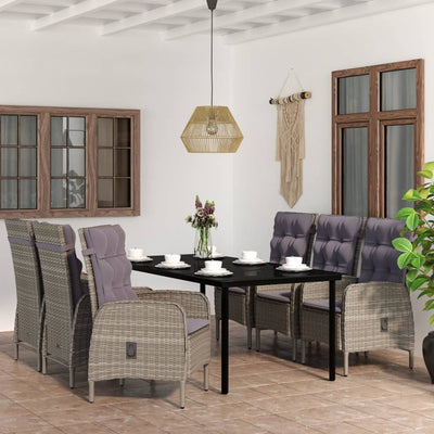 vidaXL 7 Piece Garden Dining Set with Cushions Black