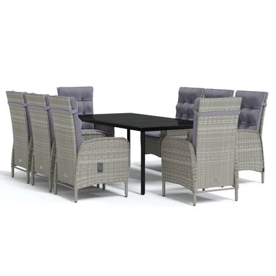 vidaXL 7 Piece Garden Dining Set with Cushions Black