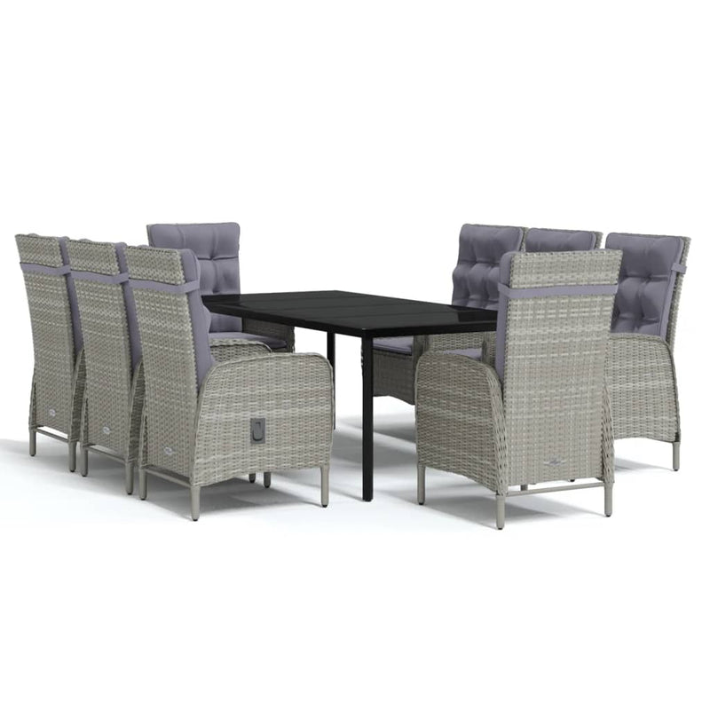 vidaXL 7 Piece Garden Dining Set with Cushions Black