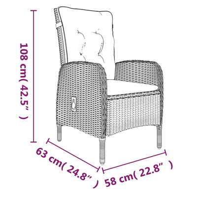 vidaXL 7 Piece Garden Dining Set with Cushions Black