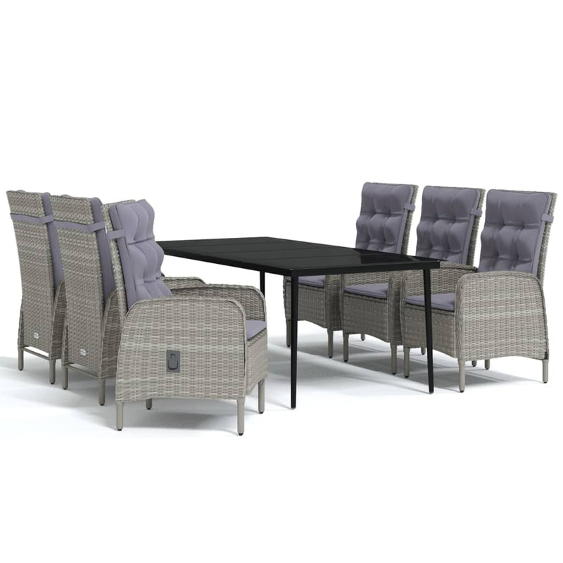 vidaXL 7 Piece Garden Dining Set with Cushions Black