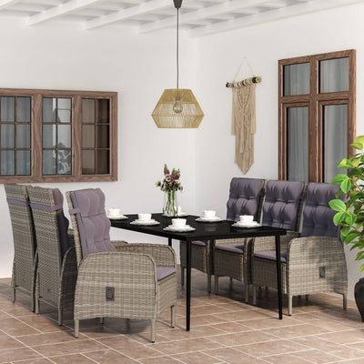 vidaXL 7 Piece Garden Dining Set with Cushions Black