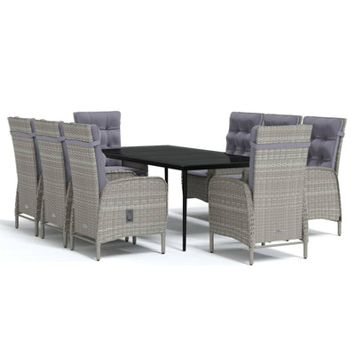 vidaXL 7 Piece Garden Dining Set with Cushions Black