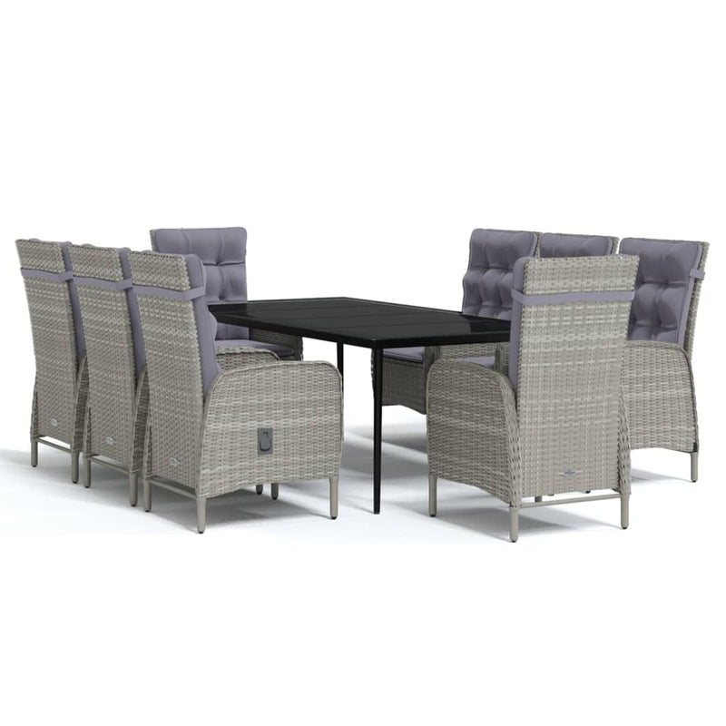 vidaXL 7 Piece Garden Dining Set with Cushions Black