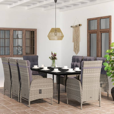 vidaXL 7 Piece Garden Dining Set with Cushions Black