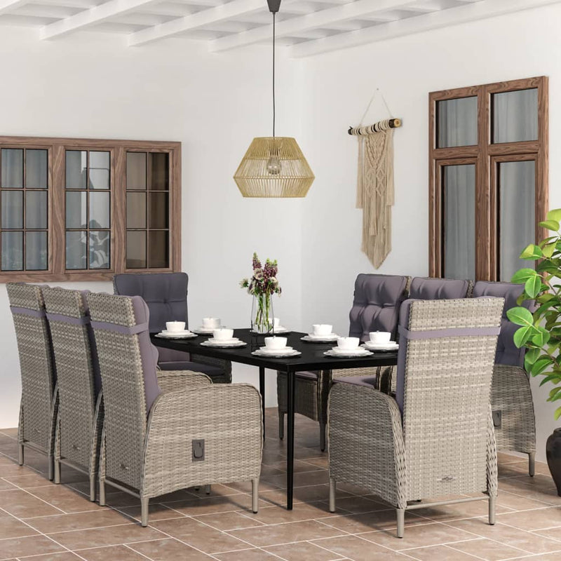 vidaXL 7 Piece Garden Dining Set with Cushions Black