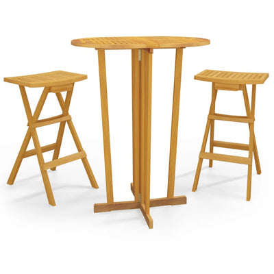 vidaXL 3 Piece Folding Bar Set Solid Wood Teak