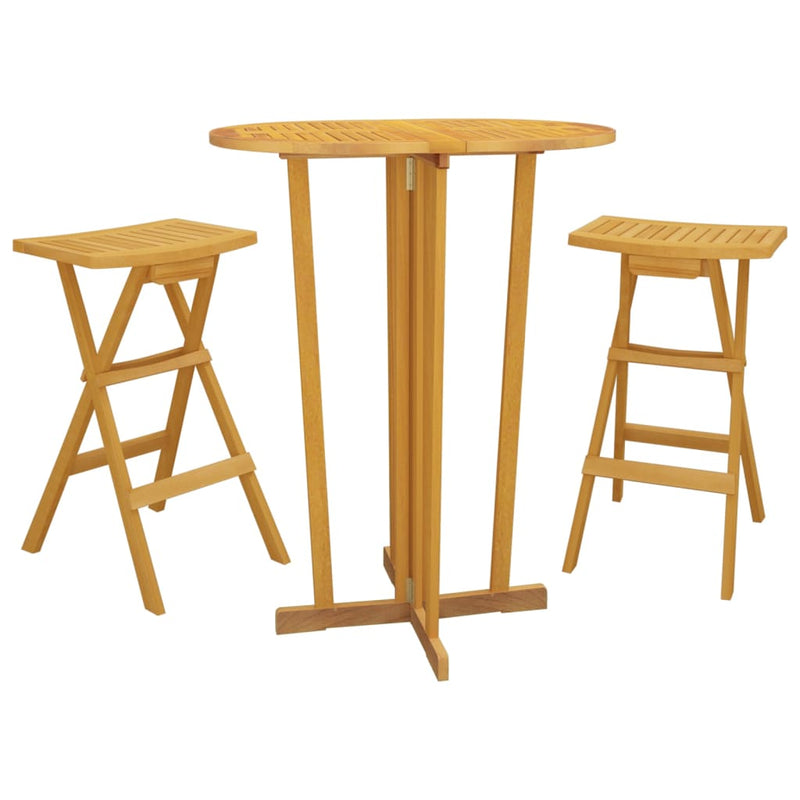 vidaXL 3 Piece Folding Bar Set Solid Wood Teak