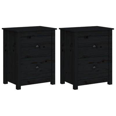 vidaXL Bedside Cabinets 2 pcs Black 50x35x61.5 cm Solid Wood Pine