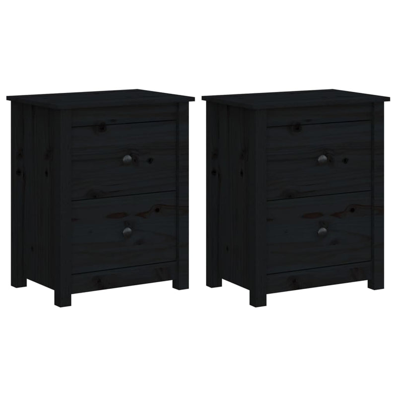 vidaXL Bedside Cabinets 2 pcs Black 50x35x61.5 cm Solid Wood Pine