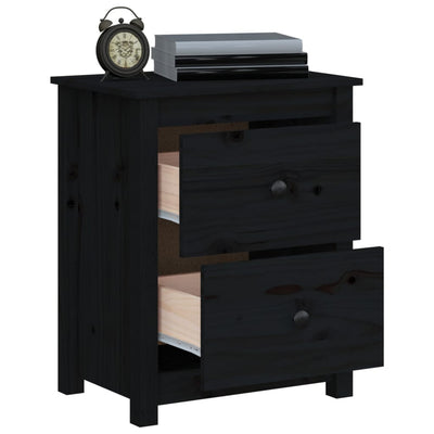 vidaXL Bedside Cabinets 2 pcs Black 50x35x61.5 cm Solid Wood Pine