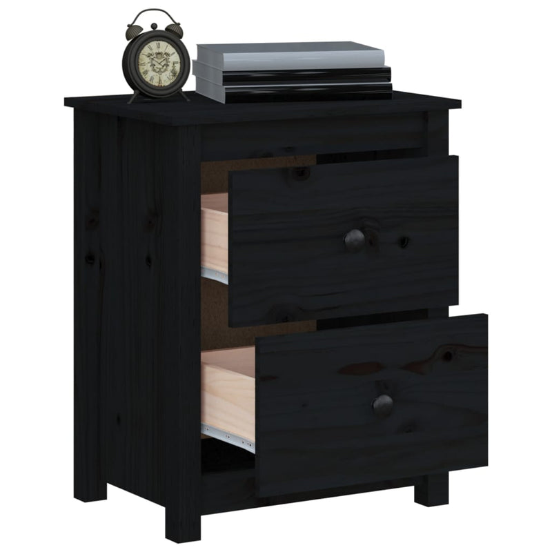 vidaXL Bedside Cabinets 2 pcs Black 50x35x61.5 cm Solid Wood Pine
