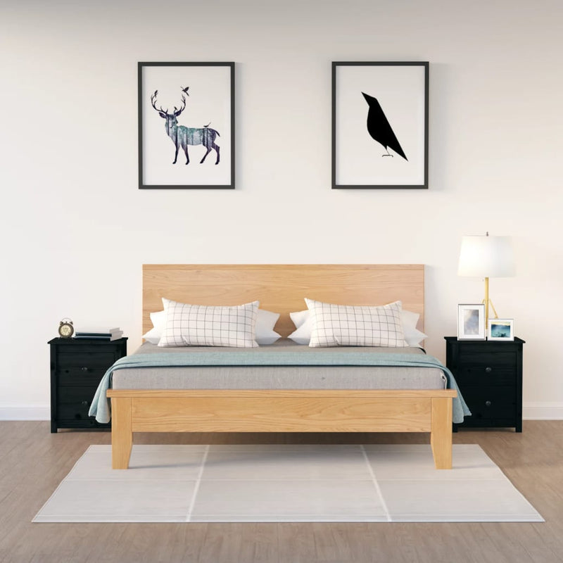 vidaXL Bedside Cabinets 2 pcs Black 50x35x61.5 cm Solid Wood Pine