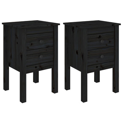 vidaXL Bedside Cabinets 2 pcs Black 40x35x61.5 cm Solid Wood Pine