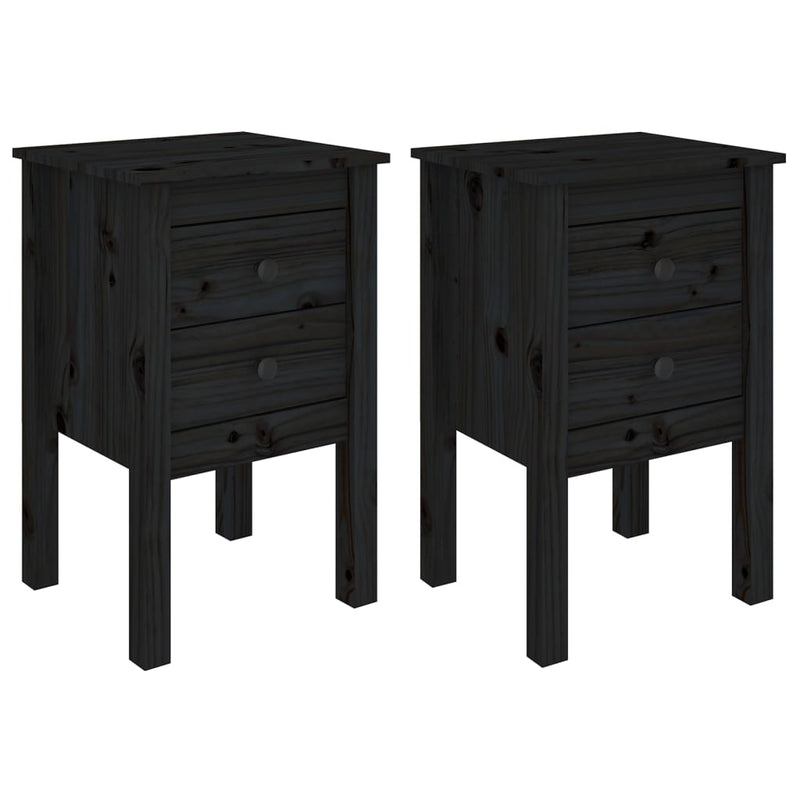 vidaXL Bedside Cabinets 2 pcs Black 40x35x61.5 cm Solid Wood Pine