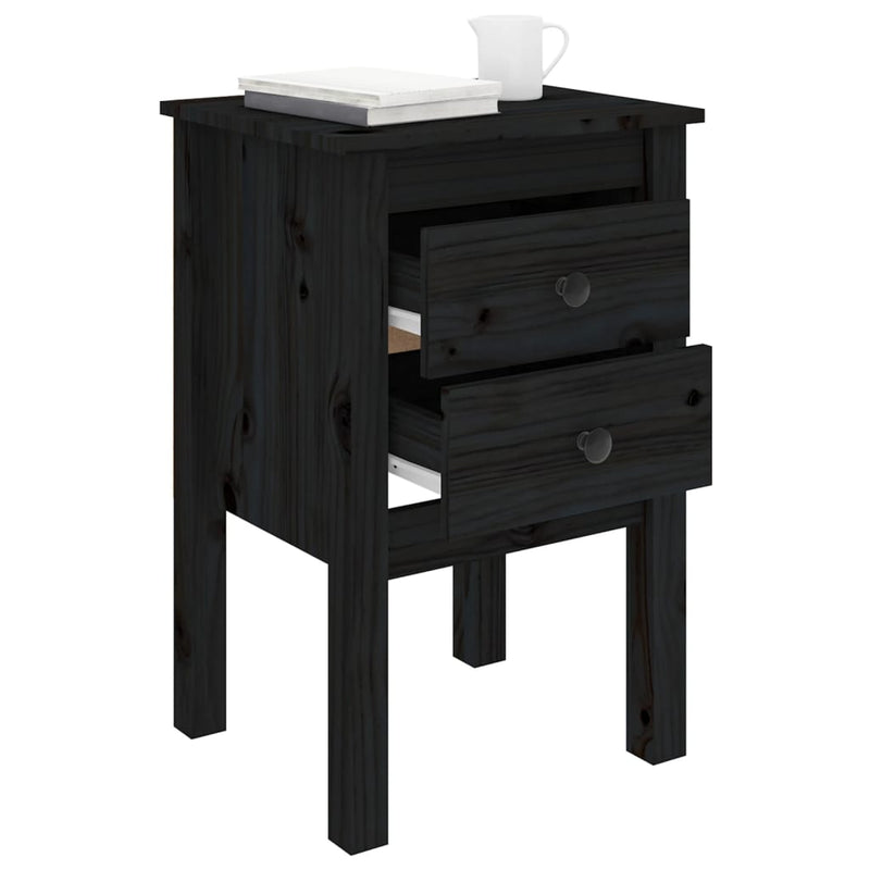 vidaXL Bedside Cabinets 2 pcs Black 40x35x61.5 cm Solid Wood Pine