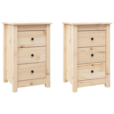 vidaXL Bedside Cabinets 2 pcs Black 40x35x61.5 cm Solid Wood Pine