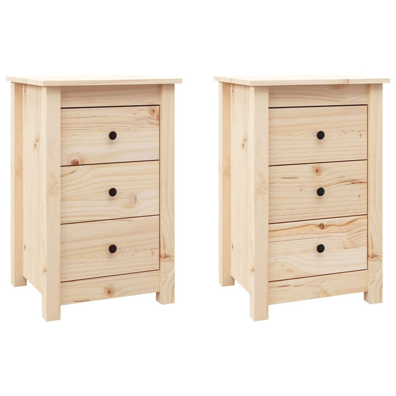 vidaXL Bedside Cabinets 2 pcs Black 40x35x61.5 cm Solid Wood Pine