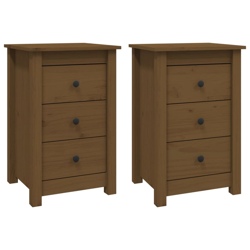 vidaXL Bedside Cabinets 2 pcs Black 40x35x61.5 cm Solid Wood Pine