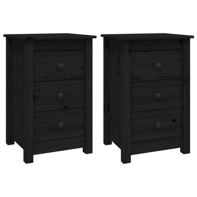 vidaXL Bedside Cabinets 2 pcs Black 40x35x61.5 cm Solid Wood Pine