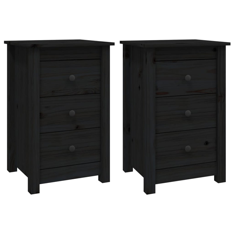 vidaXL Bedside Cabinets 2 pcs Black 40x35x61.5 cm Solid Wood Pine