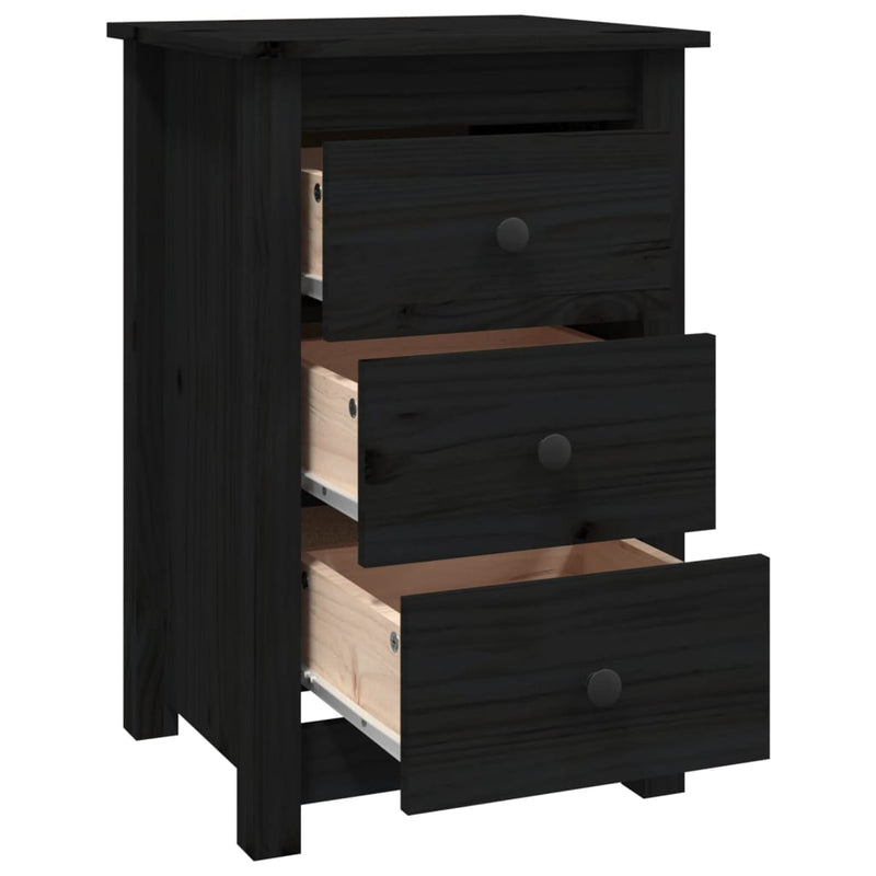 vidaXL Bedside Cabinets 2 pcs Black 40x35x61.5 cm Solid Wood Pine