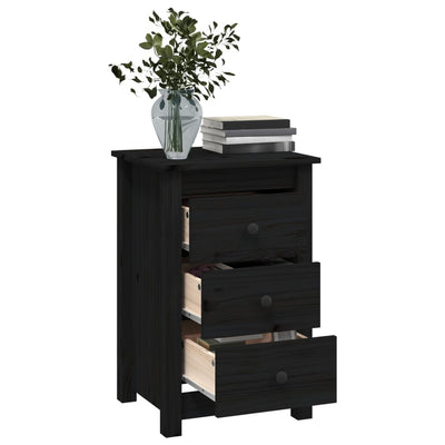 vidaXL Bedside Cabinets 2 pcs Black 40x35x61.5 cm Solid Wood Pine