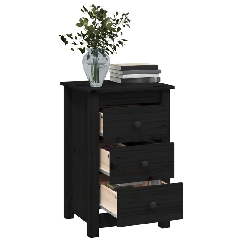 vidaXL Bedside Cabinets 2 pcs Black 40x35x61.5 cm Solid Wood Pine
