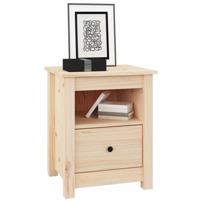 vidaXL Bedside Cabinet Black 40x35x49 cm Solid Wood Pine