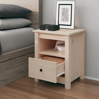 vidaXL Bedside Cabinet Black 40x35x49 cm Solid Wood Pine