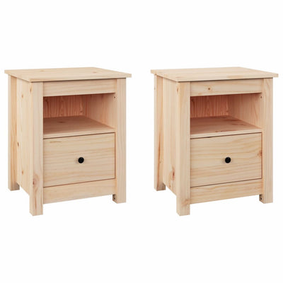 vidaXL Bedside Cabinets 2 pcs Black 40x35x49 cm Solid Wood Pine