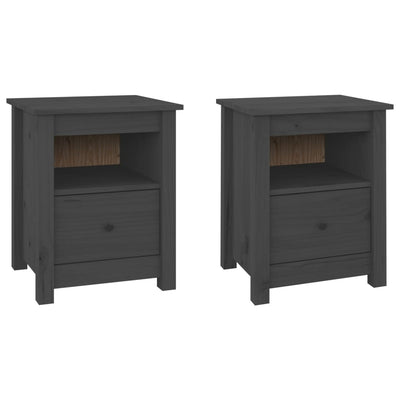 vidaXL Bedside Cabinets 2 pcs Black 40x35x49 cm Solid Wood Pine