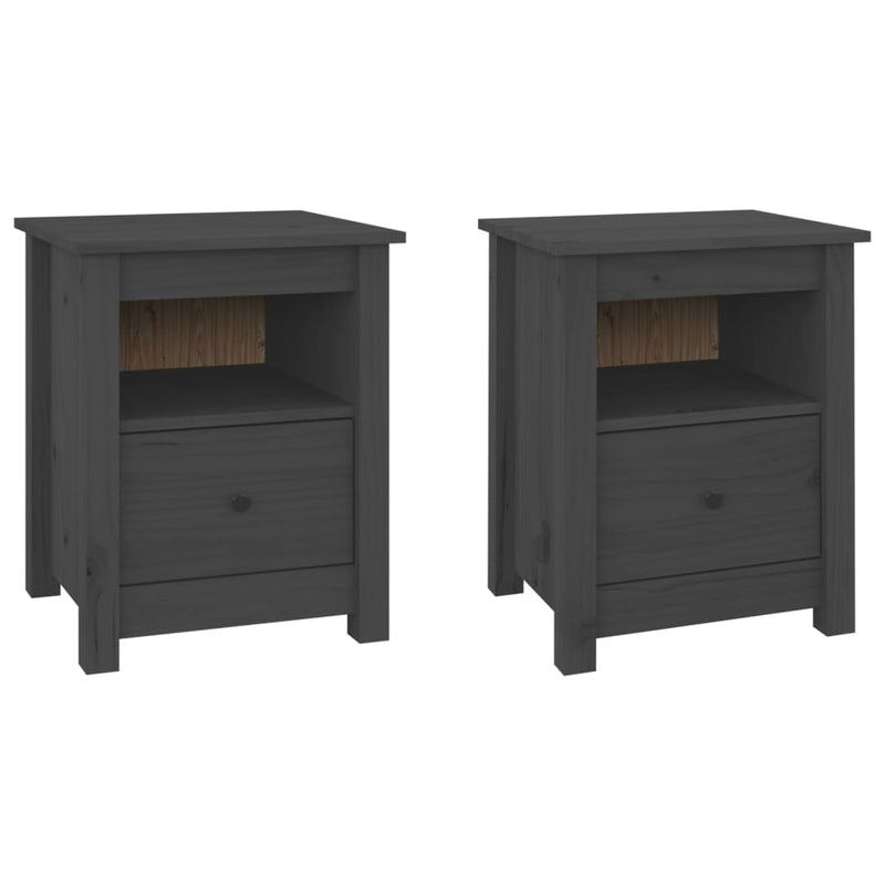vidaXL Bedside Cabinets 2 pcs Black 40x35x49 cm Solid Wood Pine