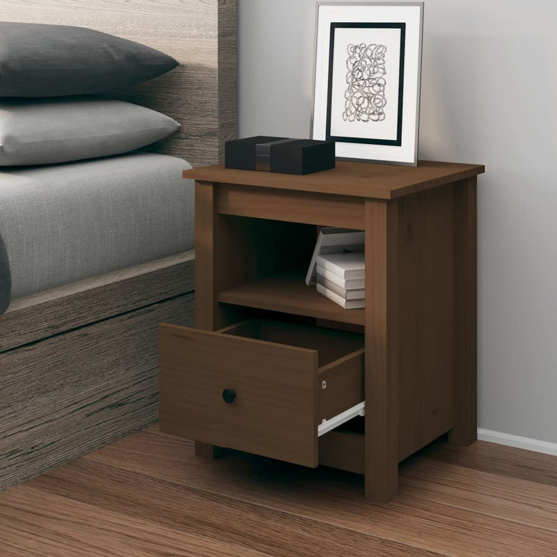vidaXL Bedside Cabinet Black 40x35x49 cm Solid Wood Pine