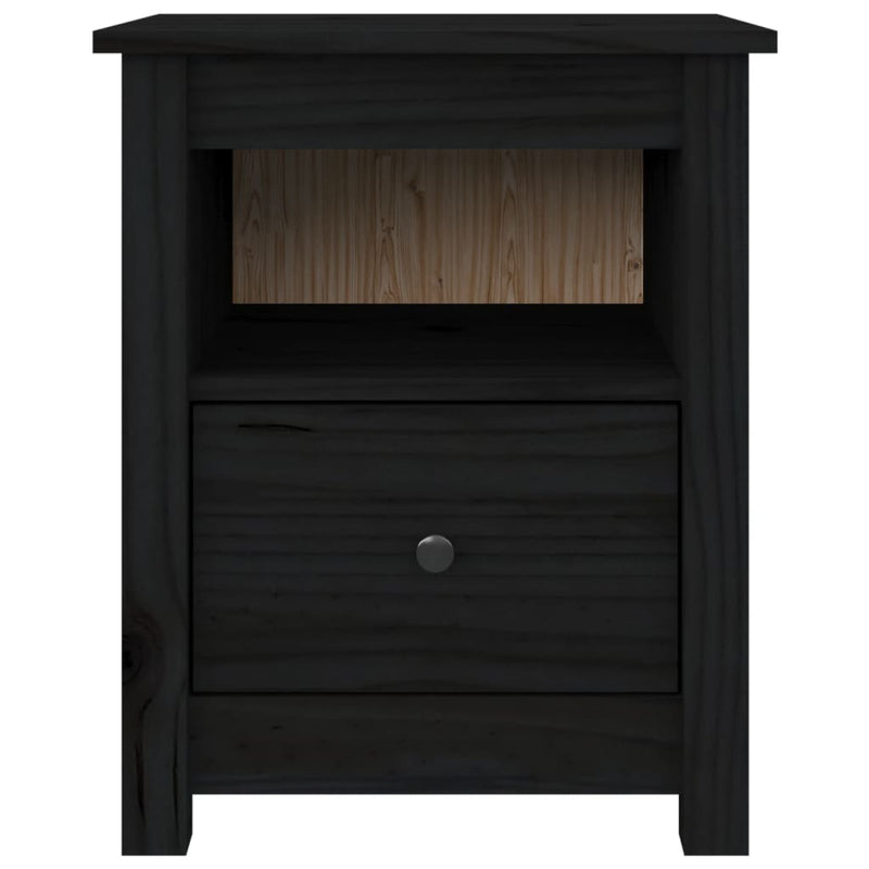 vidaXL Bedside Cabinet Black 40x35x49 cm Solid Wood Pine