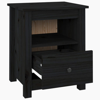 vidaXL Bedside Cabinet Black 40x35x49 cm Solid Wood Pine