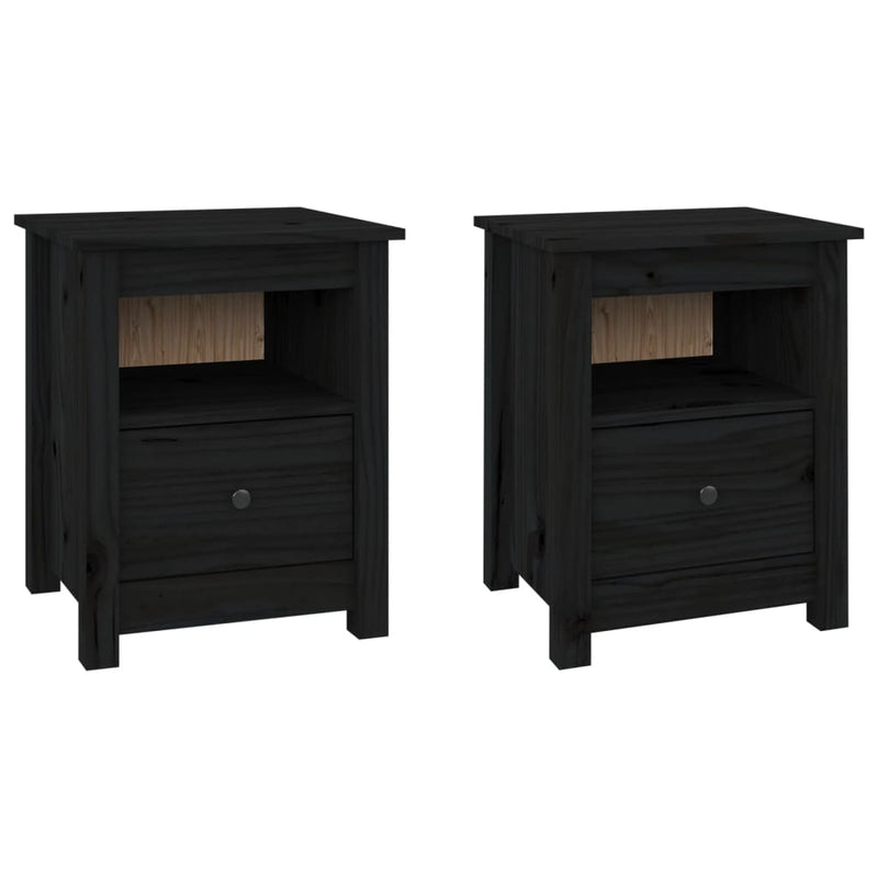 vidaXL Bedside Cabinets 2 pcs Black 40x35x49 cm Solid Wood Pine